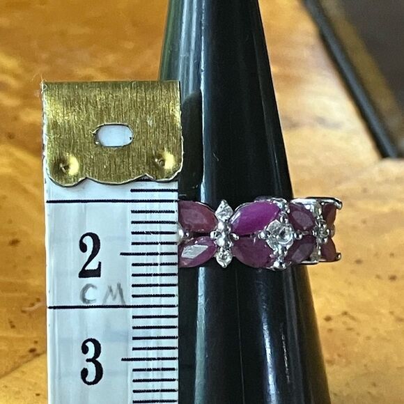 Genuine Ruby Sterling Silver Ring Size 7 - Picture 8 of 10